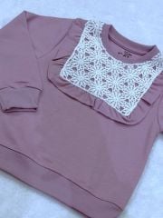 Cmk Kids (3-8 Yaş) Kız Çocuk Dantel Detaylı Sweatshirt (Gül Kurusu)