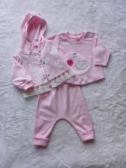 Babyim (0-9 Ay) Kız Bebek Kapüşonlu Üçlü Takım