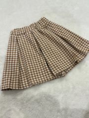 Popüler Çocuk (5-8 Yaş) Kız Çocuk Ekose Etekli Takım (Krem-Taba)