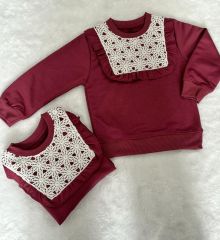 Cmk Kids (3-8 Yaş) Kız Çocuk Dantel Detaylı Sweatshirt (Mürdüm)