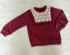 Cmk Kids (3-8 Yaş) Kız Çocuk Dantel Detaylı Sweatshirt (Mürdüm)