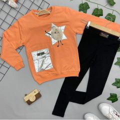 Bittoş (5-12 Yaş) Kız Çocuk Kompakt Kumaş Sweatshirt, Triko Tayt İkili Takım