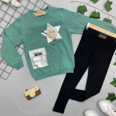 Bittoş (5-12 Yaş) Kız Çocuk Kompakt Kumaş Sweatshirt, Triko Tayt İkili Takım