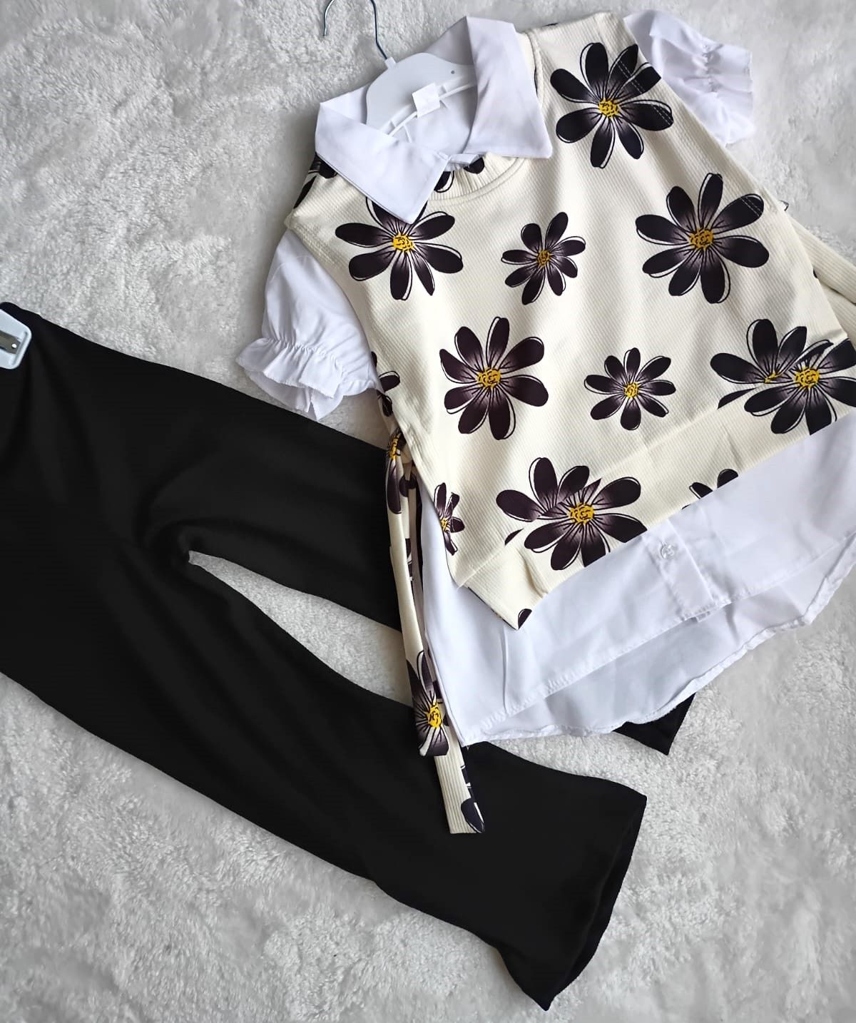 My Like Kids (6-9 Yaş) Kız Çocuk Gömlek - Süveter - Pantolon Üçlü Takım