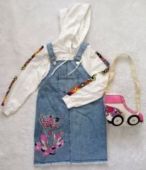 Sealy Style (6-7 Yaş) Kız Çocuk Çantalı Kapüşonlu Sweatshirt-Kot Jile Mevsimlik Takım