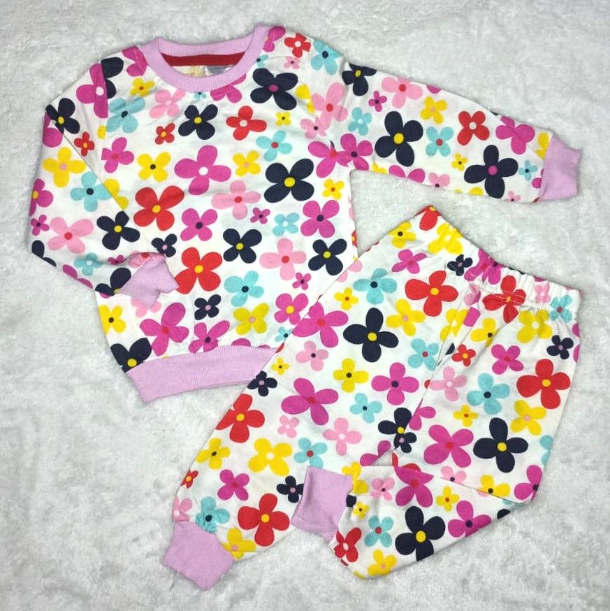 (3-4 Yaş) Kız Çocuk Papatya Desenli Pijama Takım