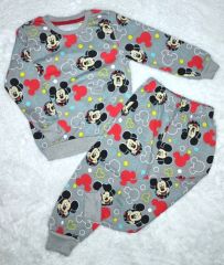(3-7 Yaş) Erkek/Kız Çocuk Mickey Mouse Desenli Pijama Takım