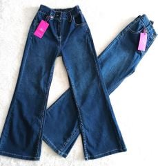 Cemix Mendy (13-16 Yaş) Kız Çocuk İspanyol Paça Bol Kesim Mavi Kot Pantolon