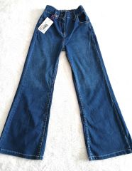 Cemix Mendy (13-16 Yaş) Kız Çocuk İspanyol Paça Bol Kesim Mavi Kot Pantolon