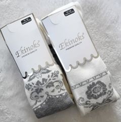Ekinoks 11-12 Yaş Kız Çocuk Külotlu Çorap (Gül Desenli)