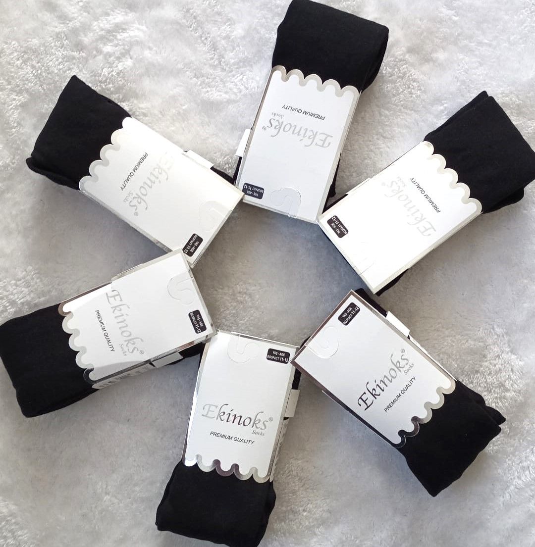 Ekinoks 11-12 Yaş Kız Çocuk Düz Penye Külotlu Çorap (Siyah)